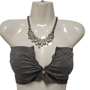 GREY Padded Tube Top Zippered Bandeau One Size - New